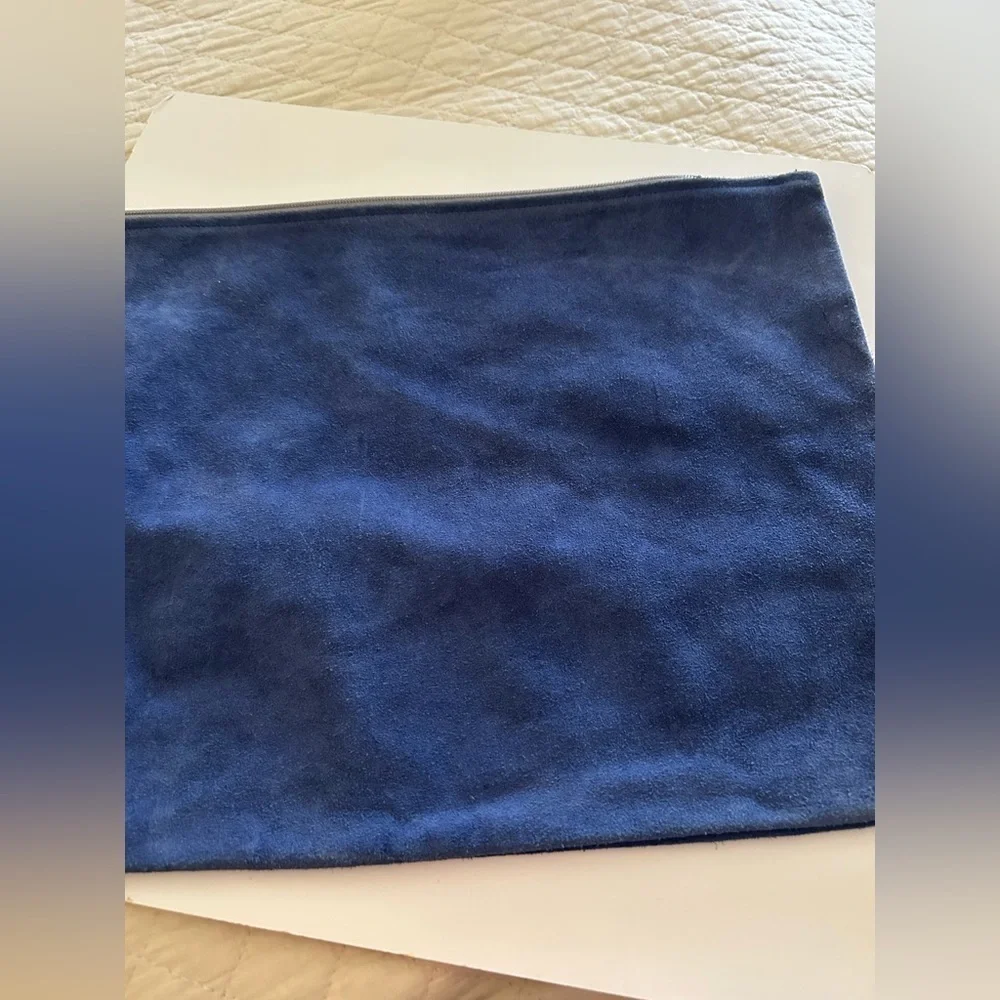 Navy Blue Suede Computer Laptop Bag